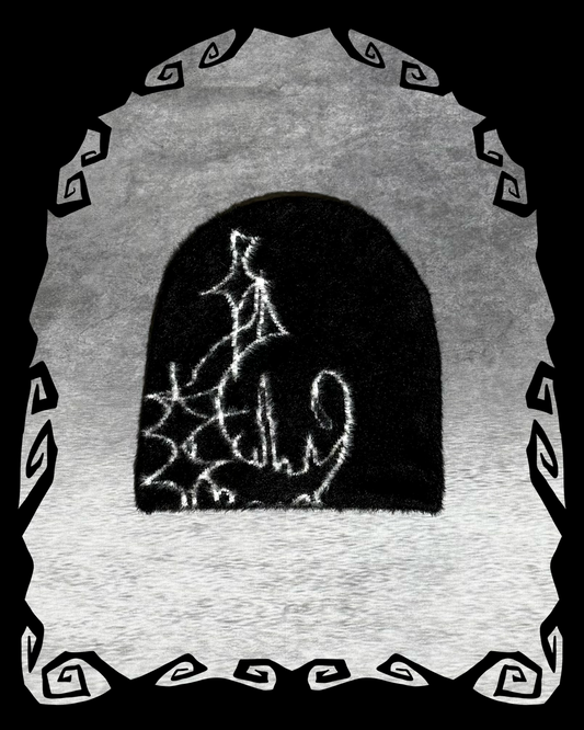 WHITE CRESCENT FUR BEANIE