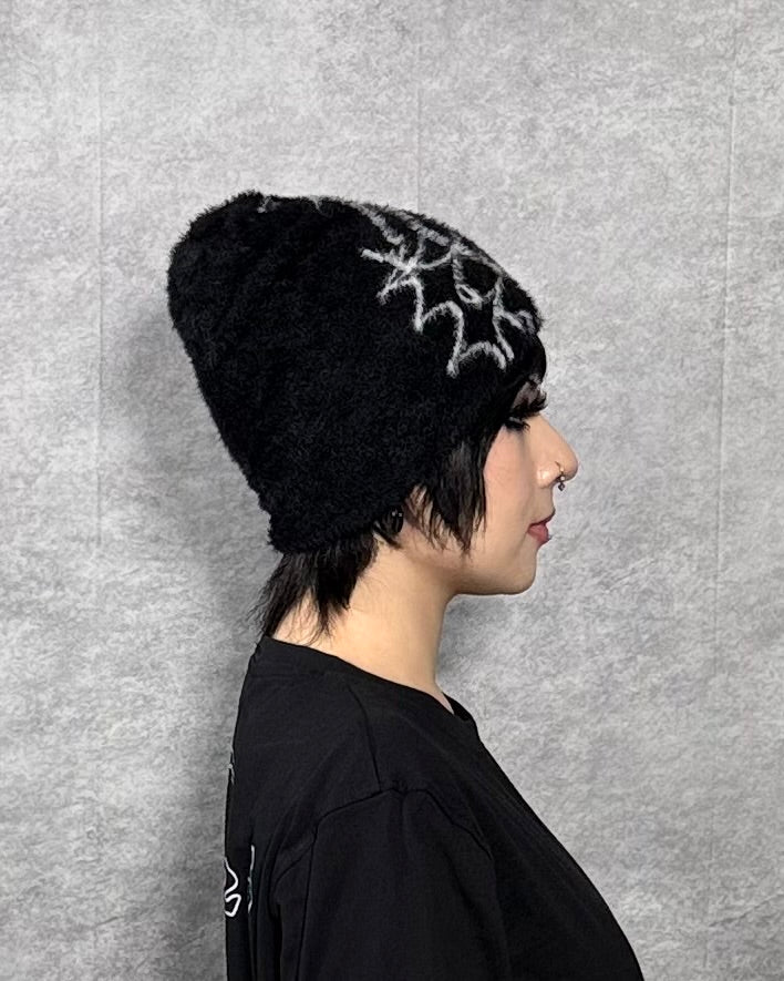 WHITE CRESCENT FUR BEANIE